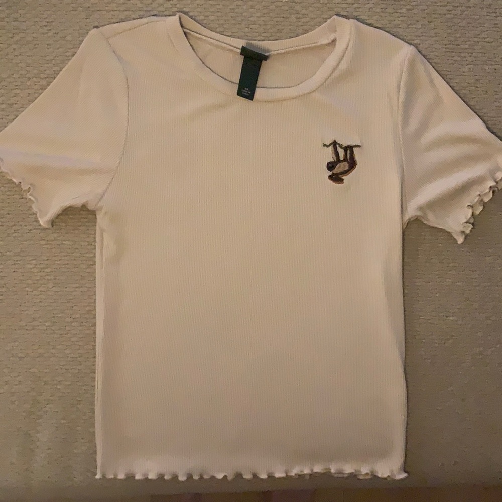 Tan cropped sloth shirt